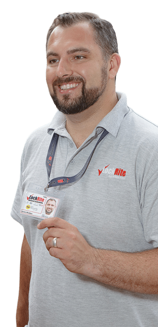 LockRite Locksmith Franchisee showing his ID Card